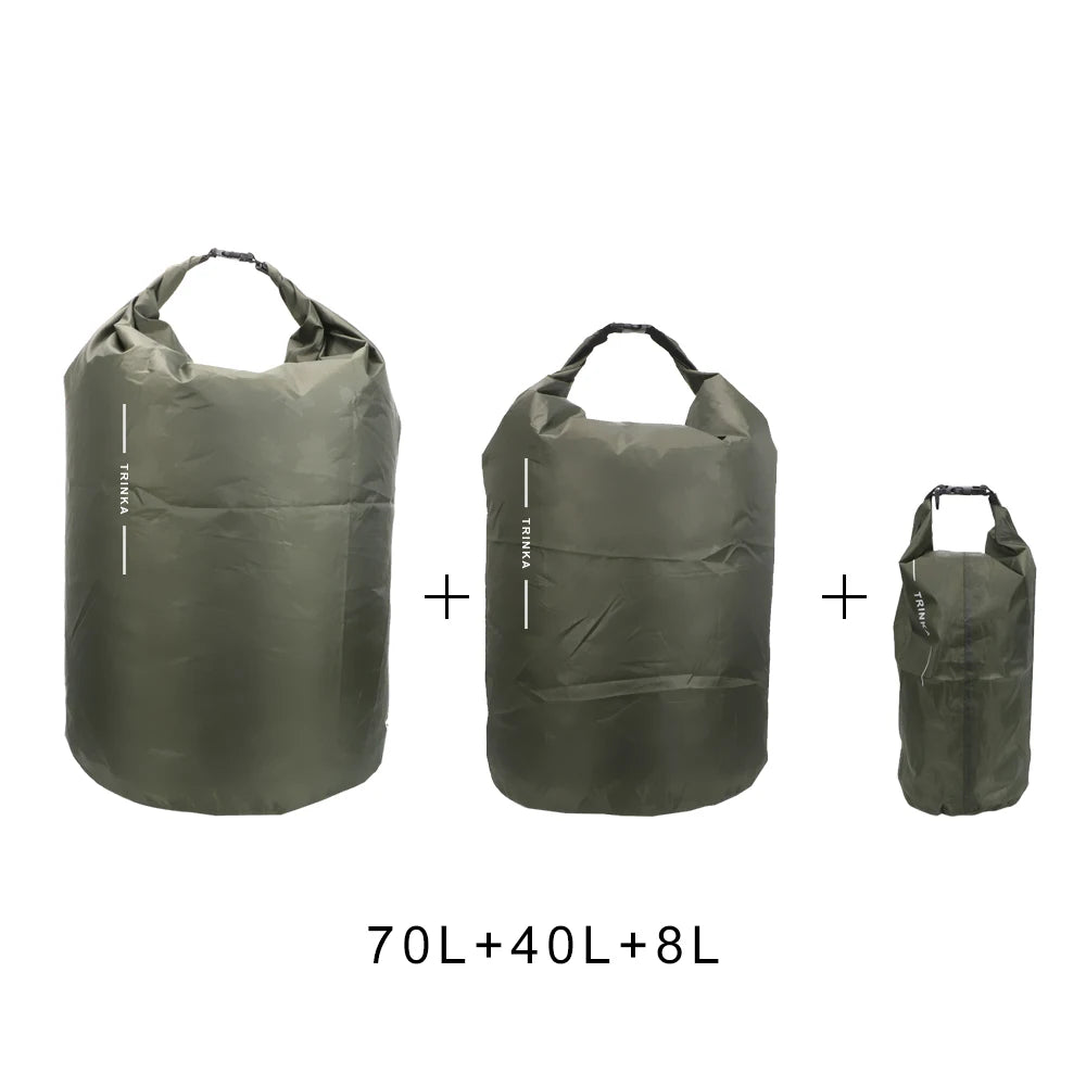 Dry Sack Pouch For Boating Kayaking Canoeing Floating 8L 40L 70L Waterproof Storage Bag Outdoor Traveling Carrying Bags Portable
