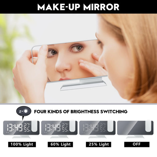 High Quality Alarm Clock Radio HD Projection Large LED Display Digital Smart Table Clock Ceiling Dimming for Bedroom Accessories