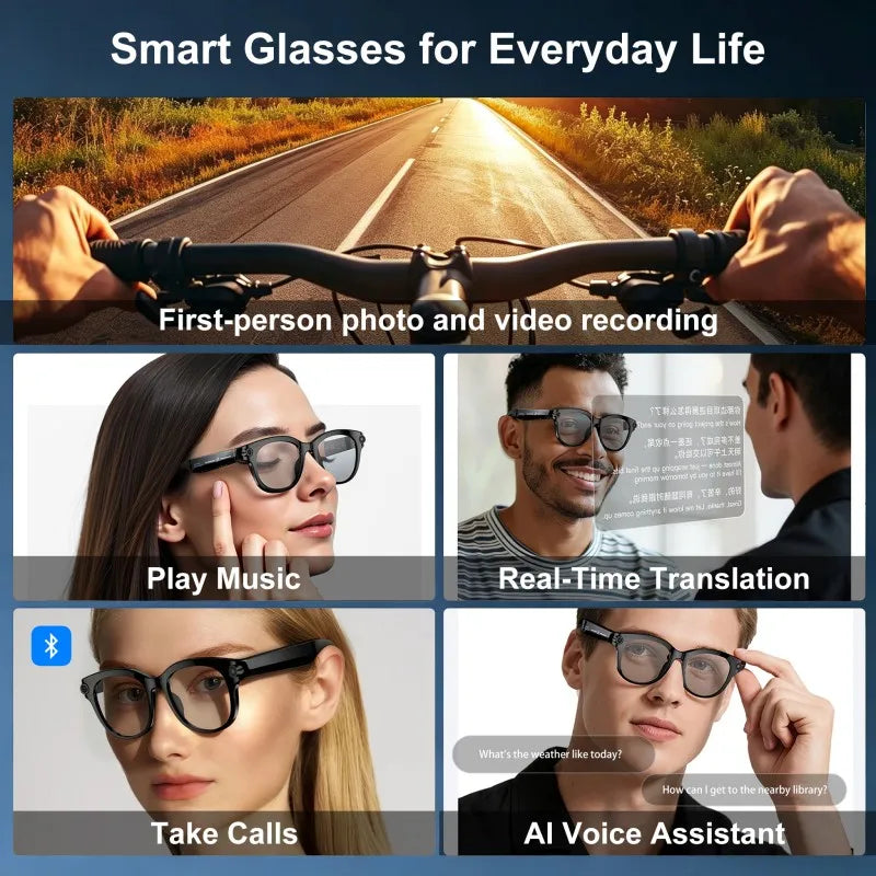 AI Smart Glasses 8K HD Camera LED light Translation Dialogue Meeting Video Record Outdoor Sports Sunglasses 2026 New