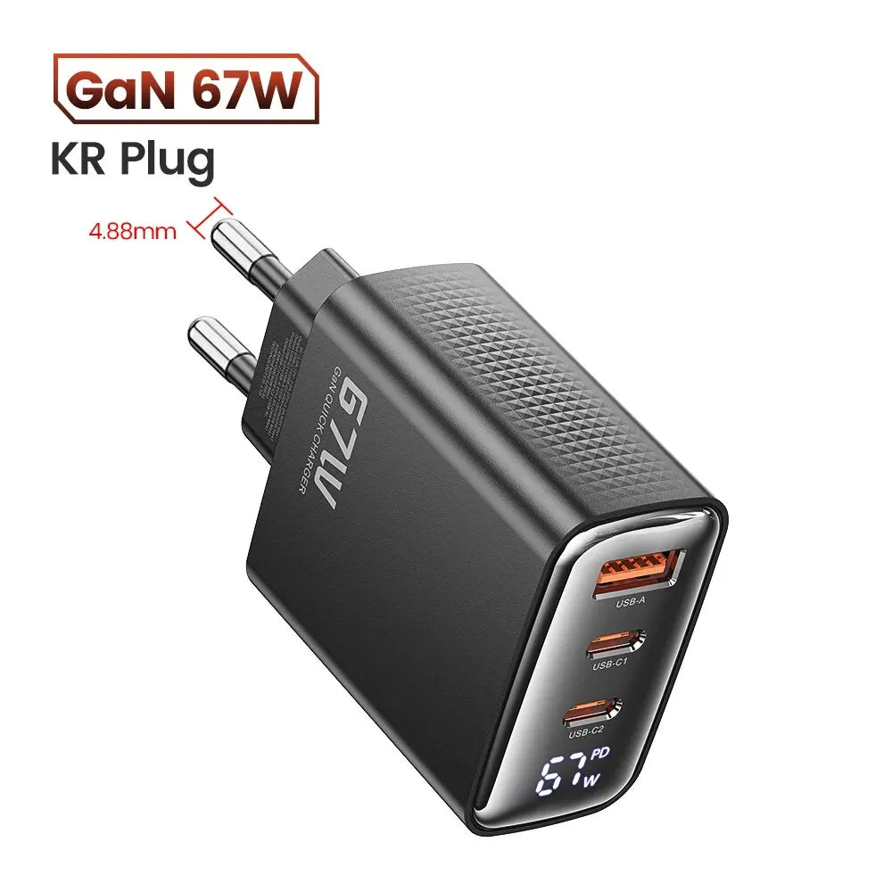 Toocki 67W GaN USB Type C Charger Digital Display 65W 45W PPS PD QC4.0 Quick Charge For Macbook Laptop IPAD Tablet iPhone 15 14