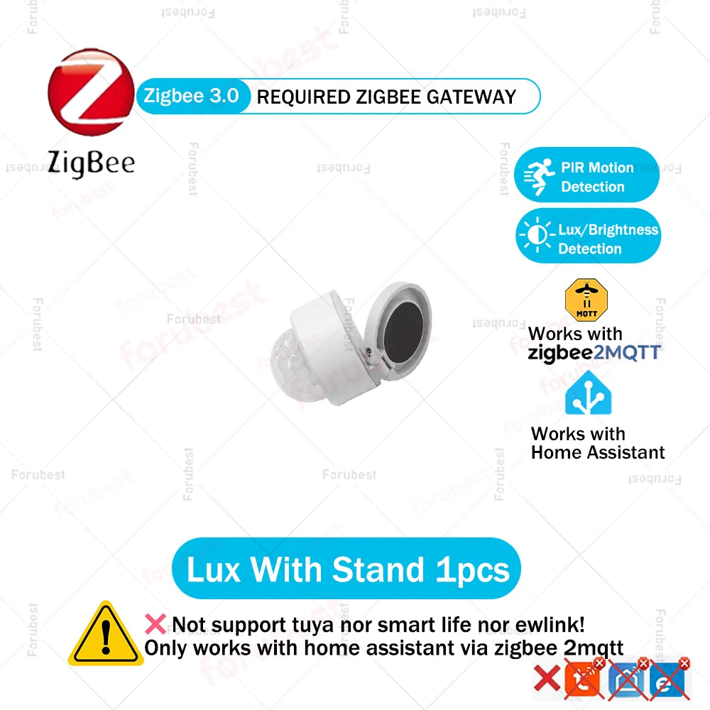 Zigbee 3.0 PIR Motion Sensor Infrared Detector Human Body Movement & Lux Brightness Light Sensor Works with Home Assistant Z2M