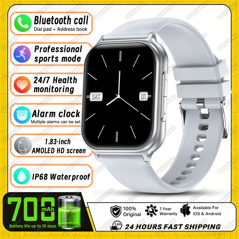 2026 New Smartwatches Men Women Sports Fitness Tracker IP68 Waterproof Built-in 24H Heart Rate 700 mAh Battery Call Smart Watch