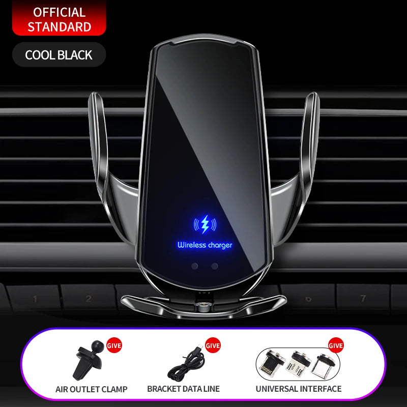 15W Car Wireless Charger Magnetic Automatic Car Mount Phone Holder For iPhone Xiaomi Samsung Infrared Induction Fast Charging