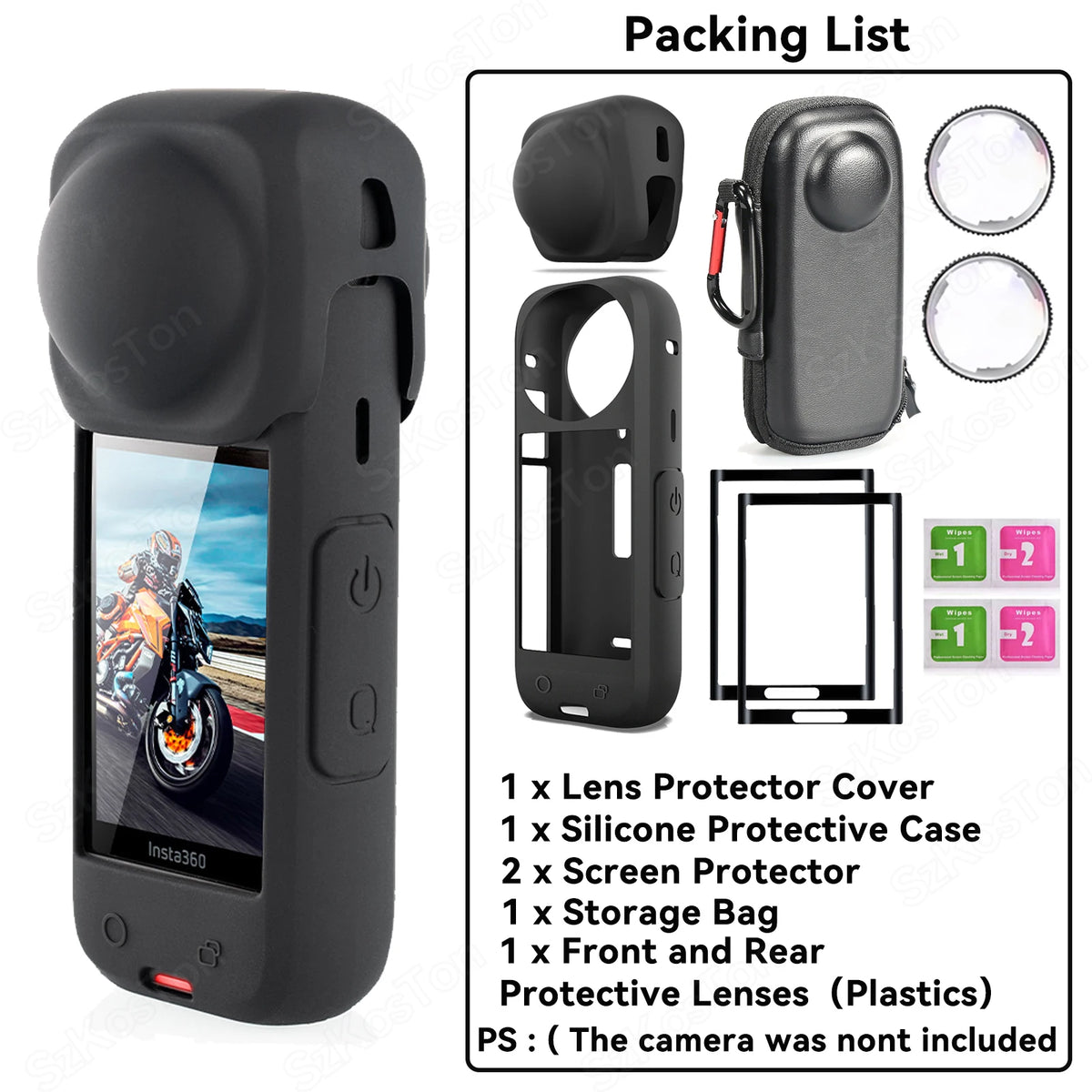 For Insta360 X5 X4 Lens Guards + Storage Bag + Screen Protector Film for Insta 360 X4 X5 Lens Protector Anti-scratch Accessory