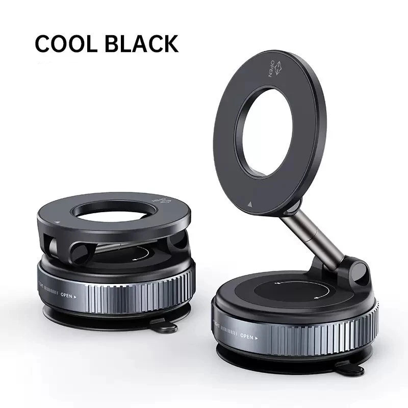 Foldable Vacuum Suction Magnetic Phone Mount 360° Rotatable Mobile Holder for Car Windshield Dashboard and Desktop Use
