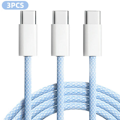 3PCS 6FT 60W Nylon Braided Fast Charge Cable Suitable For Type-C Interface Mobile Phone,laptops And All Kinds Of Tablets