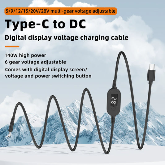 USB C To DC Power Cable 140W Type C To 5V 9V 12V 15V 20V 28V Adjustable Voltage Adapter Connector Cable for Laptop Routers