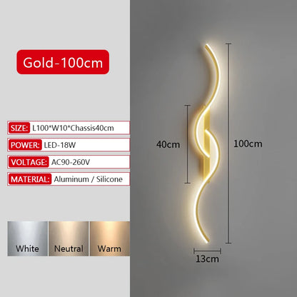 Long Strip LED Wall Lamp Modern Remote Control Dimming Living Roomdecor Wall Lamp Background Bedroom Bedside Home LED Lighting