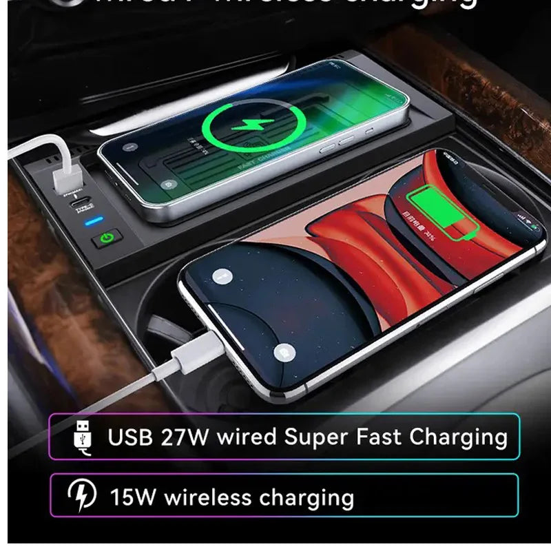 For BMW X5 F15 X6 F16 2014 2015 2016 2017 2018 15W Car Wireless Charger Fast Phone Charger