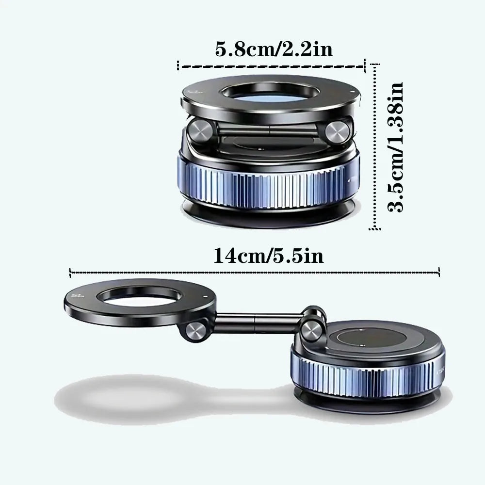 Upgraded Foldable Magnetic Car Phone Holder – N52 Magnet for Ultra-Strong Hold, 360° Rotatable, Dashboard Suction Cup, ABS