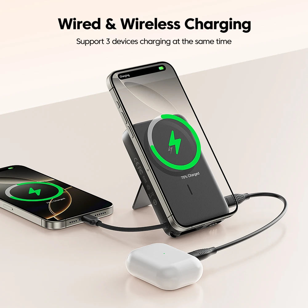 Toocki 10000mAh Magnetic Powerbank With Type C Cable 22.5W Fast Charging LED Display Power Bank For iPhone 14 15 16 Samsung S23