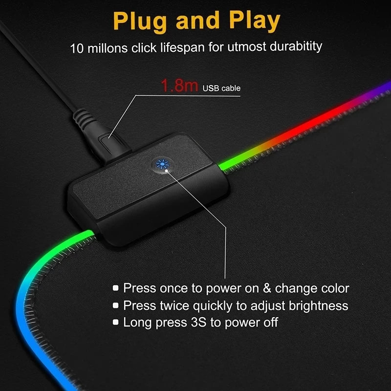 RGB LED Light Mousepad Waterproof Large Gaming Mouse Pad Gamer Mouse Carpet Big Mause Keyboard Pad PC Desk Play Mat with Backlit