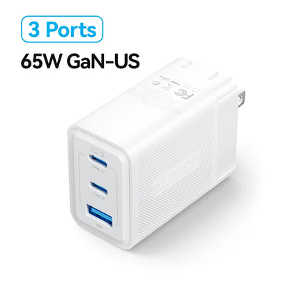 Vention 65W GaN Charger Quick Charge 4.0 3.0 Type C PD USB Charger Portable QC4.0 3.0 Fast Charger For Laptop IPhone 16 15 14 13
