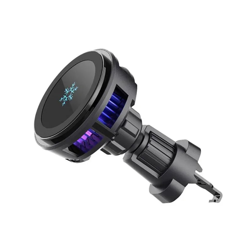 Ice Cooling Magnetic Wireless Car Charger Fast Charging Station for iPhone 17 16 15 14 13 Pro Max MacSafe Car Phone Holder Stand