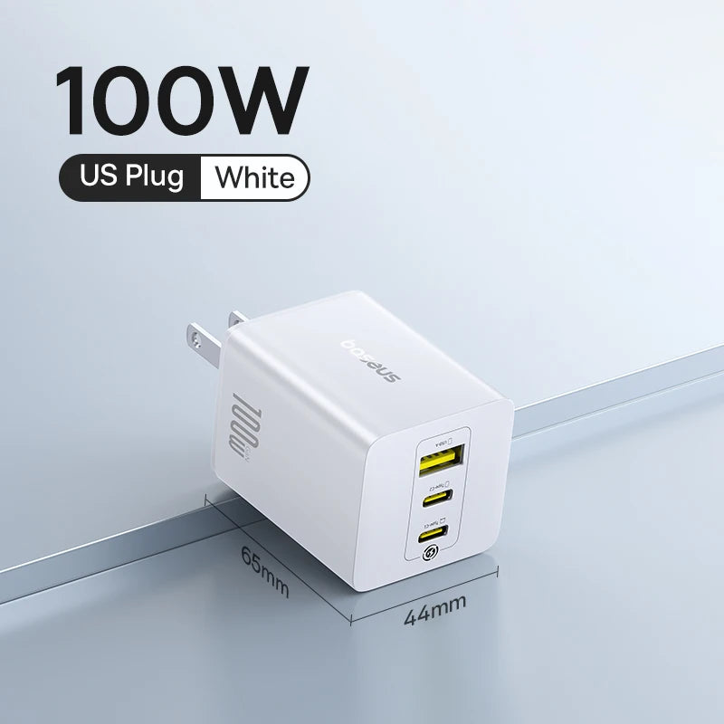 Baseus 100W GaN Charger Fast Charger For Xiaomi Samsung iPhone 17 16 15 Laptop Tablet Charger PD Charger With USB Phone Charger