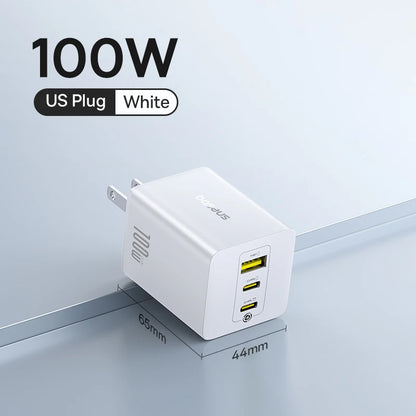 Baseus 100W GaN Charger Fast Charger For Xiaomi Samsung iPhone 17 16 15 Laptop Tablet Charger PD Charger With USB Phone Charger