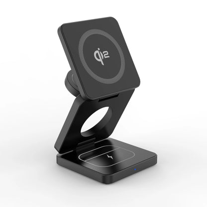 Qi2/Qi1 3 in 1 15W Magnetic Wireless Charger for Iphone 17 16 15 Fast Charging Folding for Apple Watch Airpods Wireless Charger