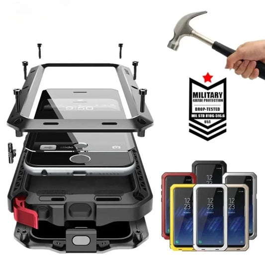 For Samsung Galaxy S25 S24 S23 S22 S21 Ultra S10 S20 Plus Note 20 10 Luxury Armor Metal Heavy Duty Protect Case Shockproof Cover