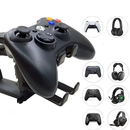 New 2In1 Gaming Headphone Stand Adjustable Desk Edge Hook Gamepad Headset Desk Hanger Rotation Headset Support Earphone Holder