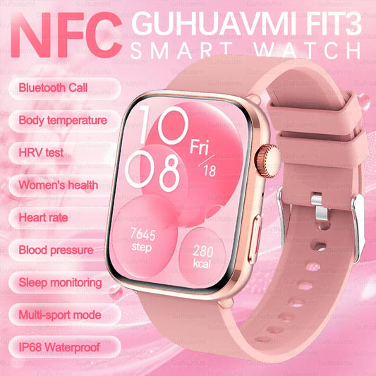 2025New NFC Smat Watch Women 1.85-inch Blood Pressure Heart Rate Bluetooth Call Female Health Smarwatches Ladies For Android IOS