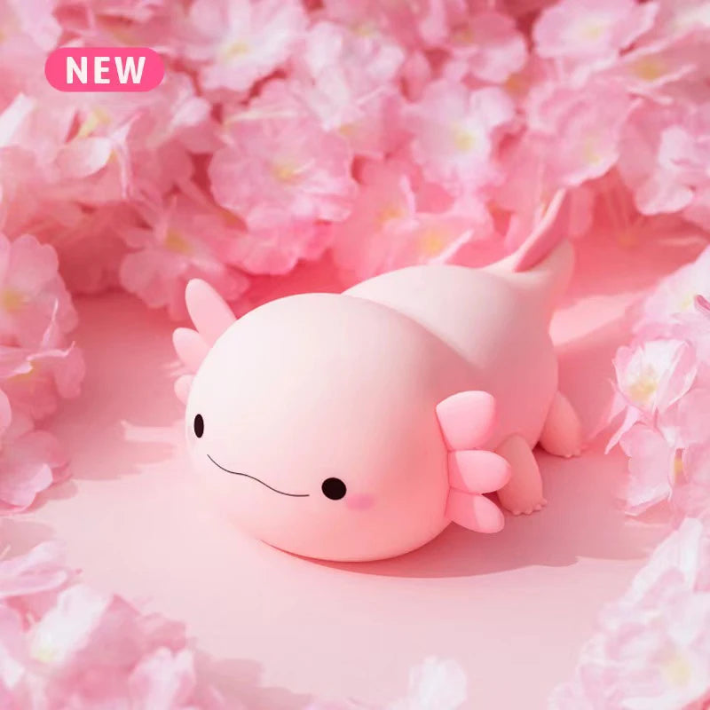 Cute Axolotl Silicone Night Light Touch Control USB Rechargeable Nursery Sleeping Table Lamp For Baby And Children