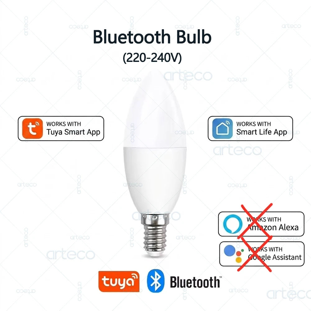 Tuya E14 Candle Lamps APP Control Smart Bulb Bluetooth Or WIFI RGBCW Light Dimmable LED Lamps 220-240V Smart Life Group Control