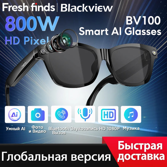 【World premiere】Blackview BV100 AI Shooting glasses 800W Pixels 2K HD camera Bluetooth Call Voice Assistant Smart Glasses