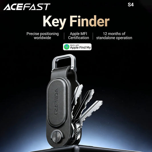 ACEFAST Anti Lost Tracking Locator Keychain For Apple Find My PU Leather Locate Suitcase Keys Bag Proactive Anti-Loss Function