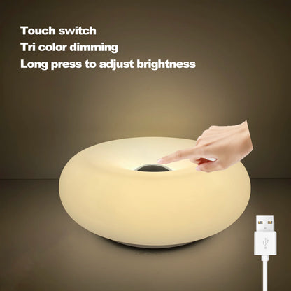 Bauhaus Table Lamp USB Plug Bedroom Bedside Lamp Living Room Dining Room Decoration Donut Ambient Light