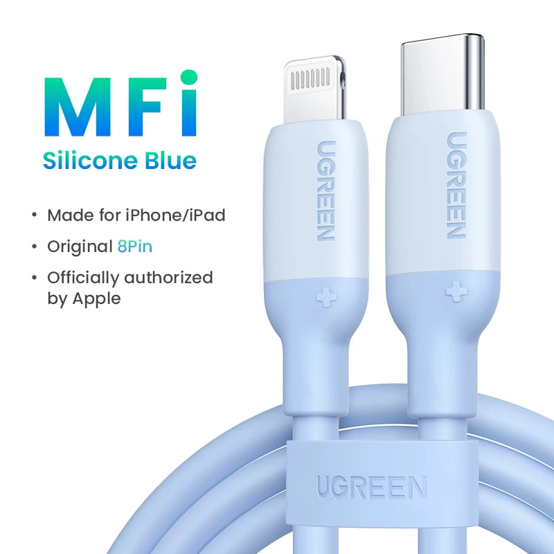 UGREEN MFi 20W PD USB C to Lightning Cable for iPhone 14 13 12 Pro Max Fast Charging for iPad Mini Phone Type C Cable