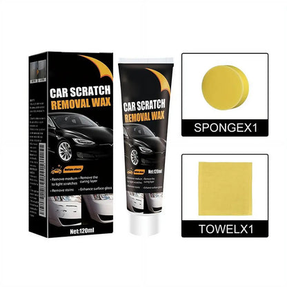 Car Scratch Removal Wax Kit,120ml Auto Paint Scratch Repair Polish with Sponge&Towel,Car Detailing Wax for Light Scratches Stain