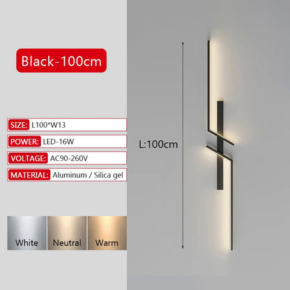 Long Strip LED Wall Lamp Modern Remote Control Dimming Living Roomdecor Wall Lamp Background Bedroom Bedside Home LED Lighting
