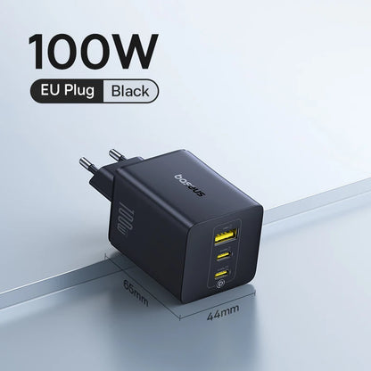 Baseus 100W GaN Charger Fast Charger For Xiaomi Samsung iPhone 17 16 15 Laptop Tablet Charger PD Charger With USB Phone Charger