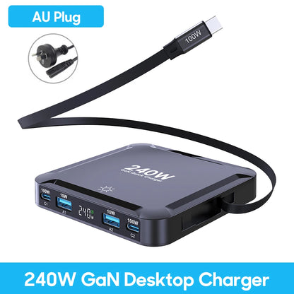 Ueetop 175W GaN USB C Charger LED Display 6-Port Desktop Charger Type C PD 100W PPS 45W Fast Charging for MacBook Samsung iPhone