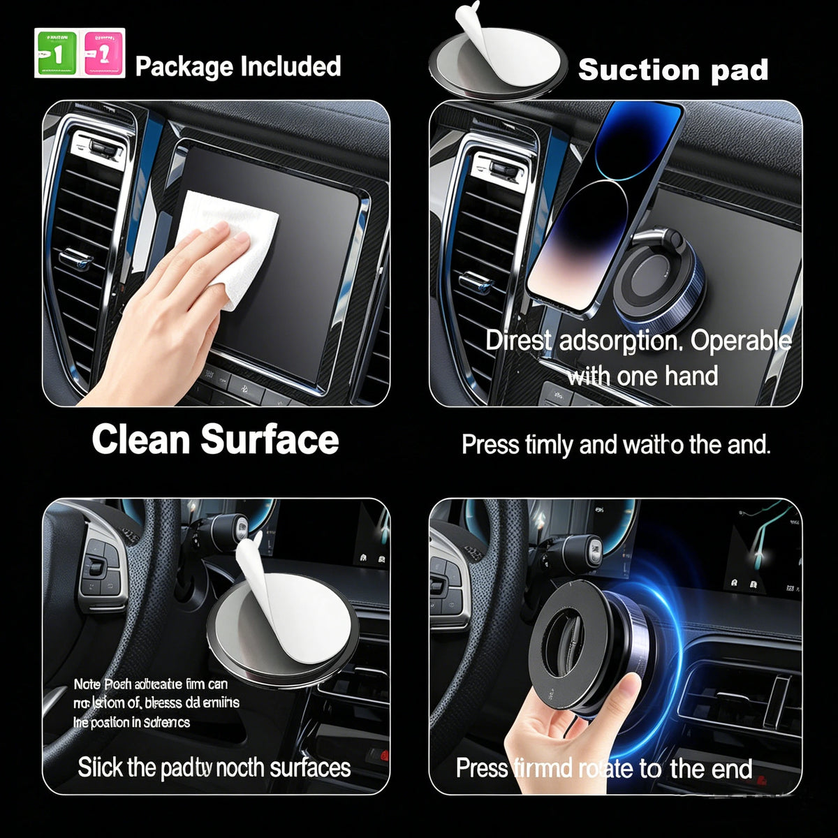 Upgraded Foldable Magnetic Car Phone Holder – N52 Magnet for Ultra-Strong Hold, 360° Rotatable, Dashboard Suction Cup, ABS