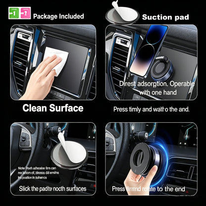 Upgraded Foldable Magnetic Car Phone Holder – N52 Magnet for Ultra-Strong Hold, 360° Rotatable, Dashboard Suction Cup, ABS