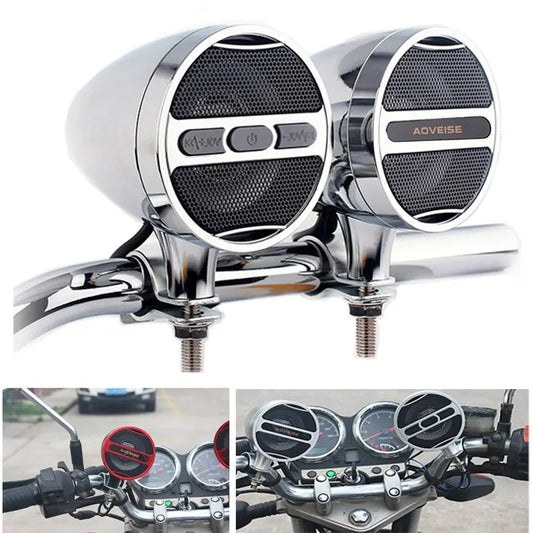 Motorcycle Bluetooth-Compatible Speaker Waterproof 12V MP3 Music Player FM Radio USB Stereo For 7/8-1.25 Handlebar MT473/MT487