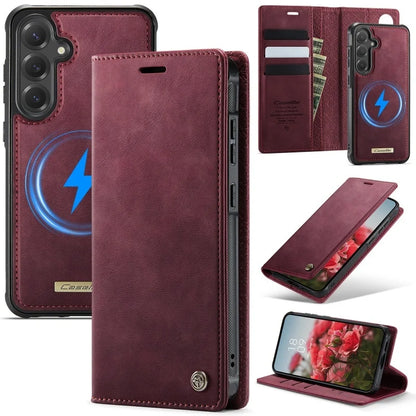Magnetic Wireless Charging Leather Wallet Phone Case for Samsung Galaxy S26 Plus S25 FE S24 Ultra S23 S22 S21 A57 A17 Flip Cover