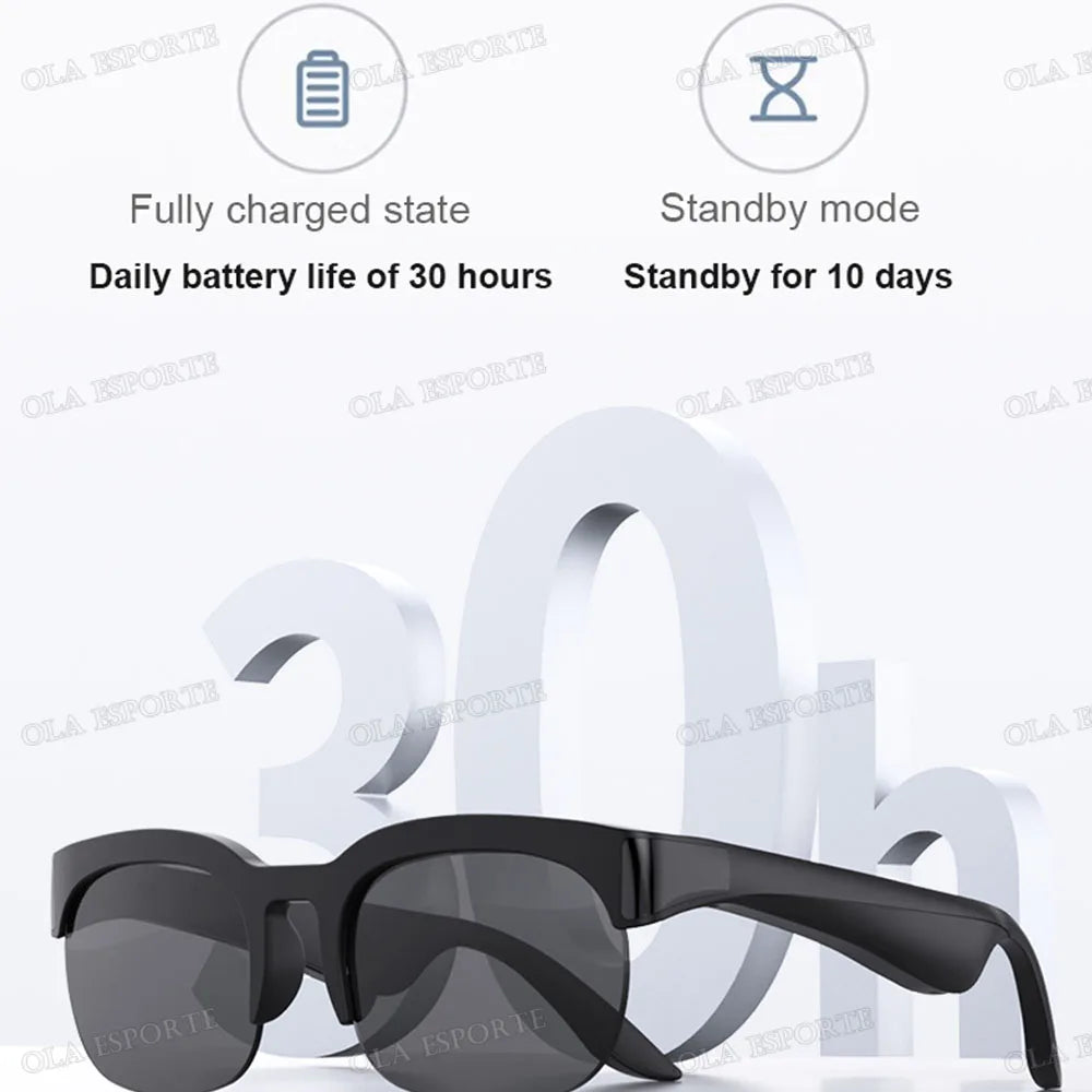 New Camera Control Smart Glasses Music Sunglasses Headphones Wireless Bluetooth Call Headset HIFI Audio glasses For Android HT30