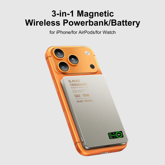 Wireless Magnetic Powerbank Fast Charing Spare Portable External Battery for iPhone 12-17 Promax Watch Airpods 5000/10000mAh