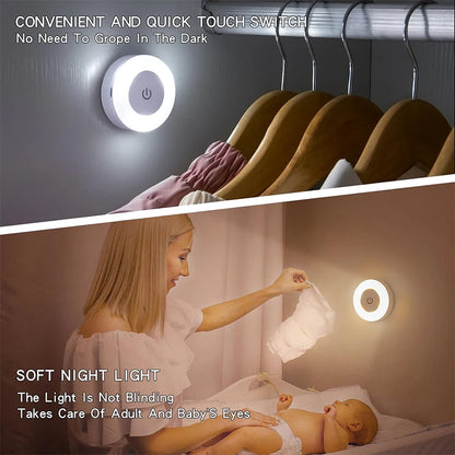 LED Touch Baby Night Light USB Wireless Rechargeable Dimmable Portable Mini Nursery Lamp Bedside