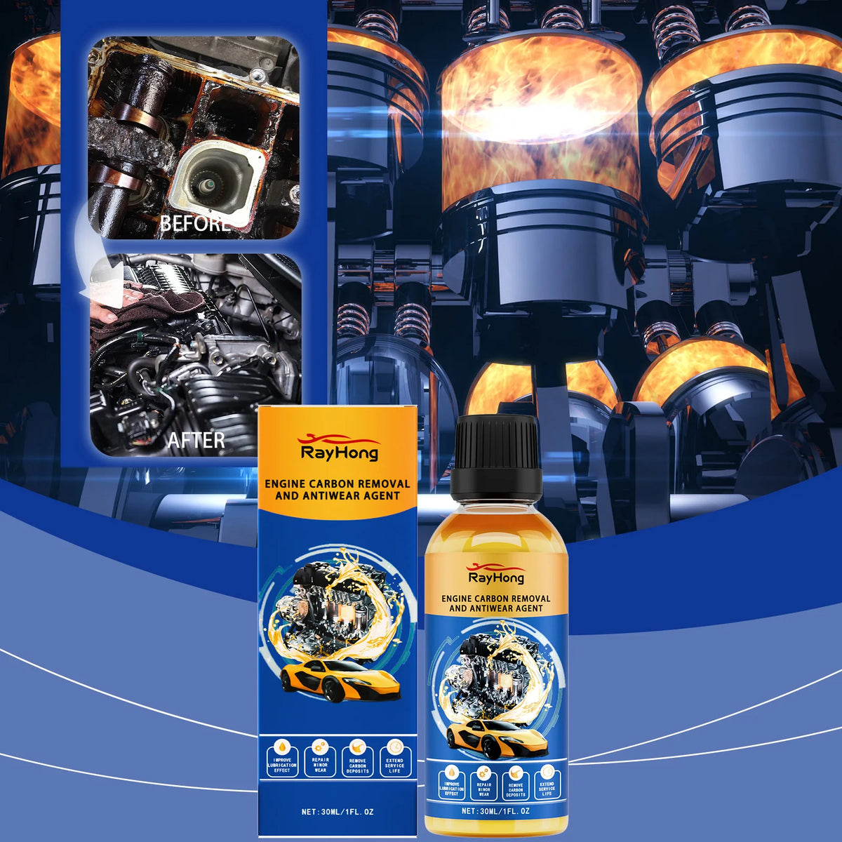Car Engine Carbon Removal Repair Agents Powerful Cleaner Protectant Cylinder Decarbonization Noise Reduction Repair Care Liquid
