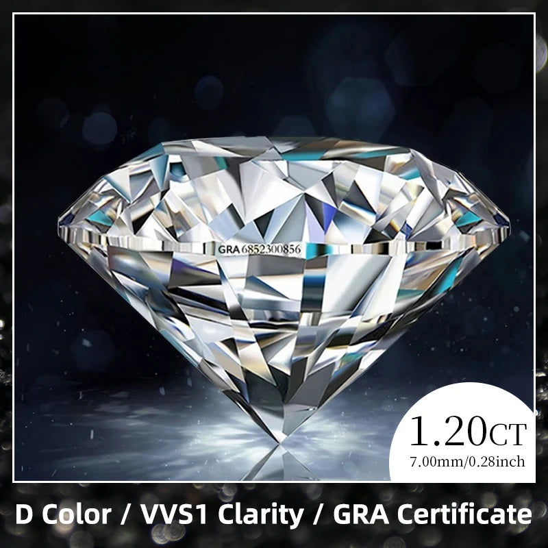 1 round moissanite cut with 8 hearts and 8 arrows, D color, VVS1 clarity, 0.1 carat-5 carat, suitable for making inlaid pendant