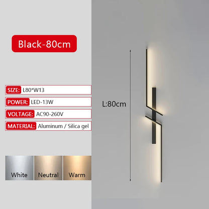 Long Strip LED Wall Lamp Modern Remote Control Dimming Living Roomdecor Wall Lamp Background Bedroom Bedside Home LED Lighting