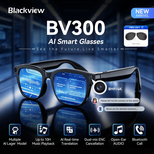 Blackview BV300 4K AI Glasses Color-Changing Smart Translation Glasses Photo Video Recording Waterproof Call Smart Sunglasses