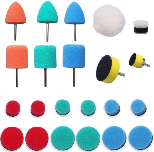 22Pcs Mini Buffing Polishing Pads Kit, Car Details Mini Polisher Foam Pads for Drill Rotary Tool Buffer Tight Area Paint Polish