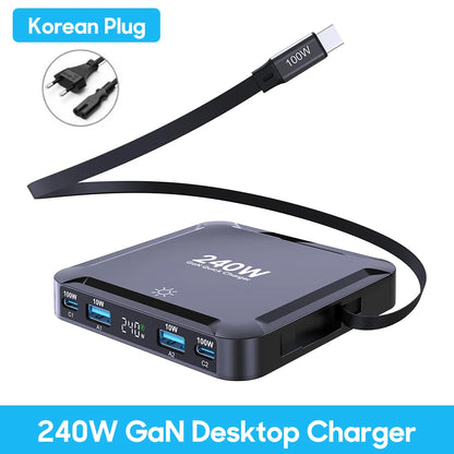 Ueetop 175W GaN USB C Charger LED Display 6-Port Desktop Charger Type C PD 100W PPS 45W Fast Charging for MacBook Samsung iPhone
