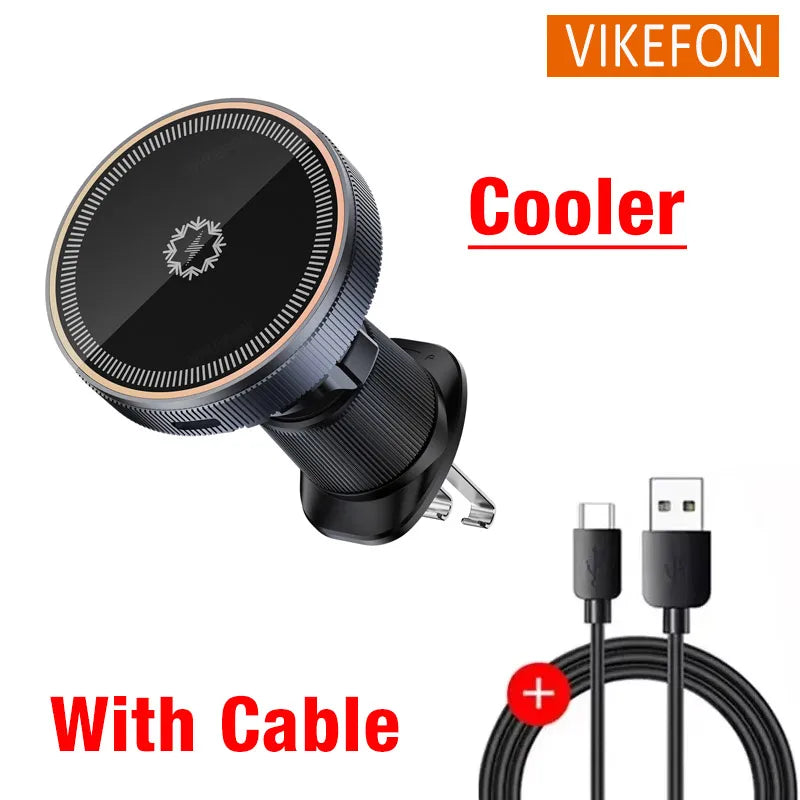 ice Cooling Magnetic Wireless Car Charger Stand for iPhone 16 15 14 13 12 Pro Max MacSafe Car Phone Holder Fast Charging Station