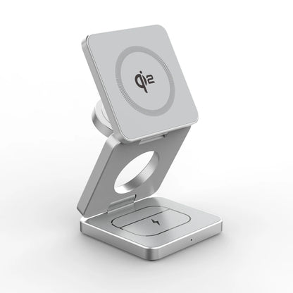 Qi2/Qi1 3 in 1 15W Magnetic Wireless Charger for Iphone 17 16 15 Fast Charging Folding for Apple Watch Airpods Wireless Charger