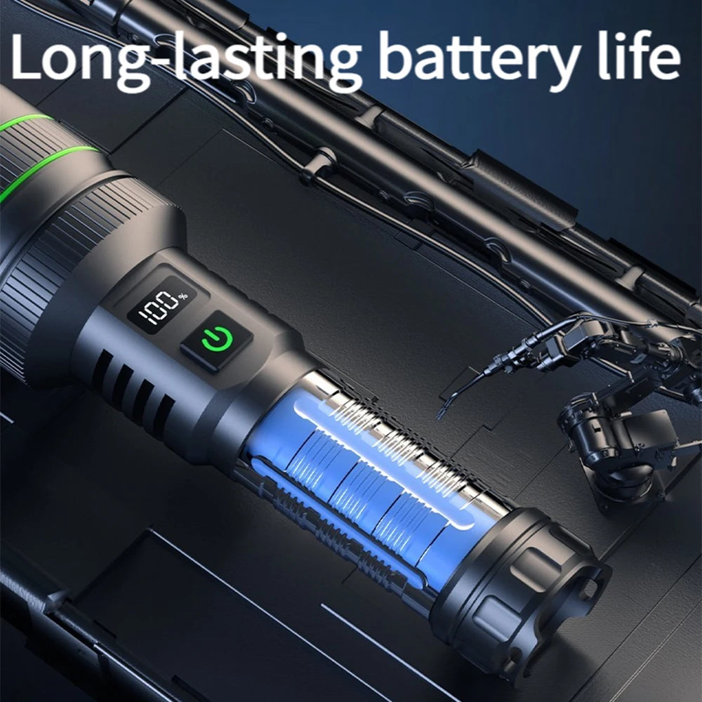 High Power LED Flashlight USB Rechargeable Powerful Tactical Torch Strong Light Lantern Super Long Range Lamp Outdoor Fishing